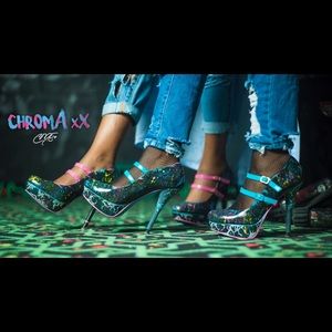 Hand painted customized strap heels by CME styles